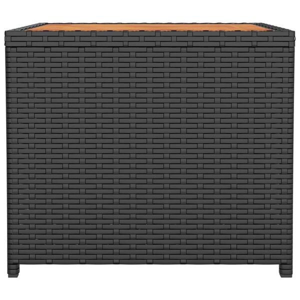 vidaXL Stolić za čaj s drvenom pločom crni poliratan i drvo bagrema