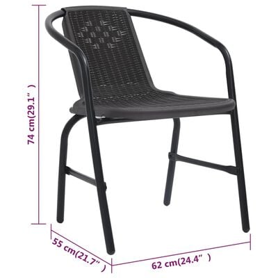 vidaXL Vrtne stolice 8 kom od plastičnog ratana i čelika 110 kg