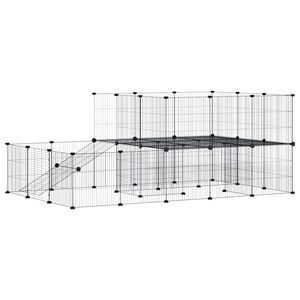 vidaXL Kavez za ljubimce s 44 panela i vratima crni 35 x 35 cm čelični