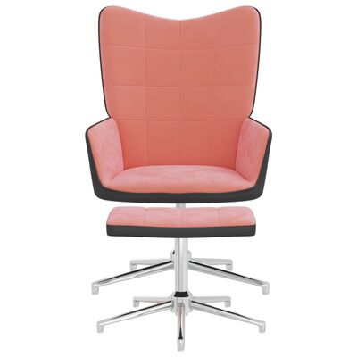 vidaXL Stolica za opuštanje s osloncem za noge ružičasta baršun/PVC