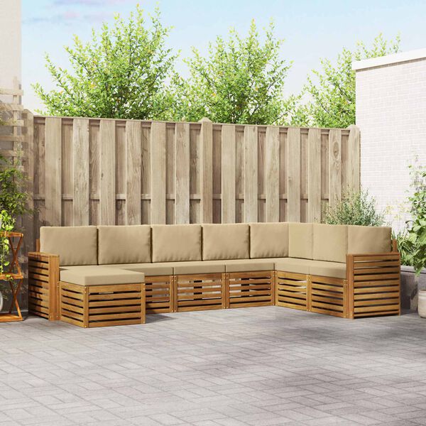 vidaXL Sekcijska garnitura 8 pcs Prirodna i bež Čvrsto drvo akacije