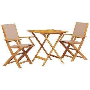 vidaXL 3-dijelni bistro set od tkanine i masivnog drva smeđesivi