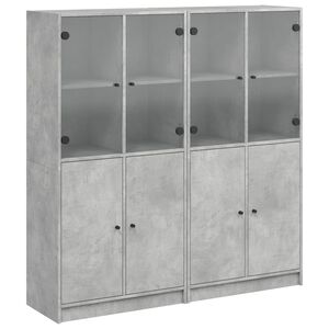 vidaXL Regal za knjige s vratima boja betona 136x37x142 cm drveni