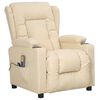 vidaXL Masažna fotelja na podizanje od tkanine krem