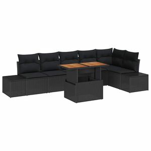 vidaXL Sjedeća garnitura za vrt s pohranom 7 pcs Crna Poli ratan