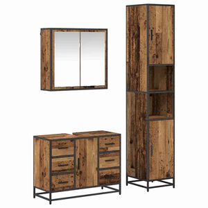 vidaXL Set namje&scaron;taja za kupaonicu 3 kom. Staro drvo 80 x 33 x 60 cm
