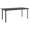 vidaXL Vrtni blagovaonski stol crni 190 x 90 x 74 cm čelik i staklo