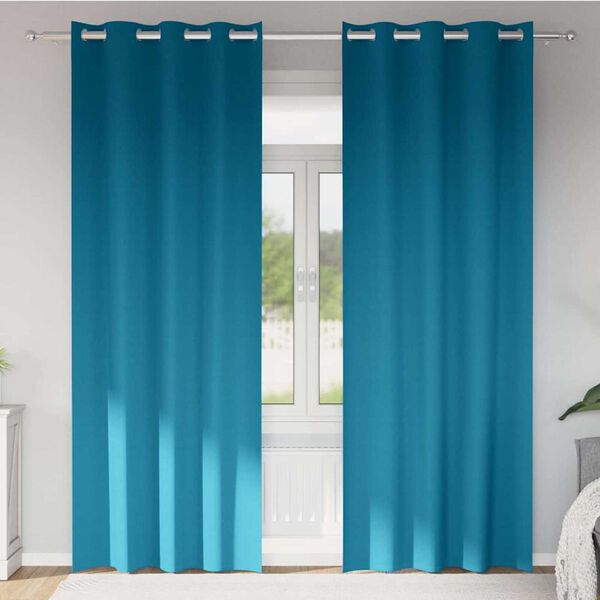 vidaXL Zavjese za blackout s prstenovima 2 pcs Tirkizna 260 x 140 cm