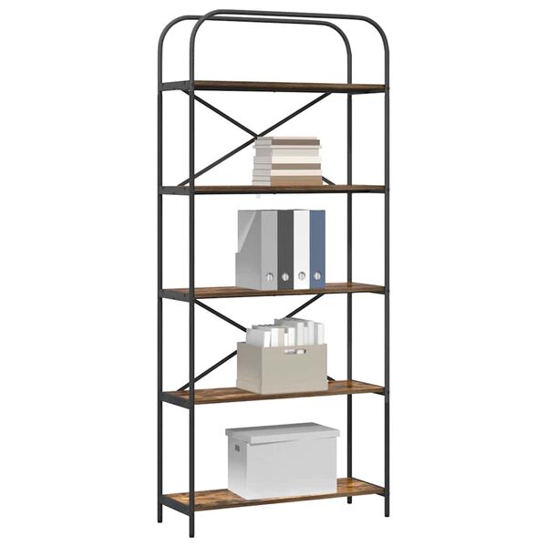 vidaXL Polica Dimljeni hrast 80 x 30 x 183 cm Konstruirano drvo