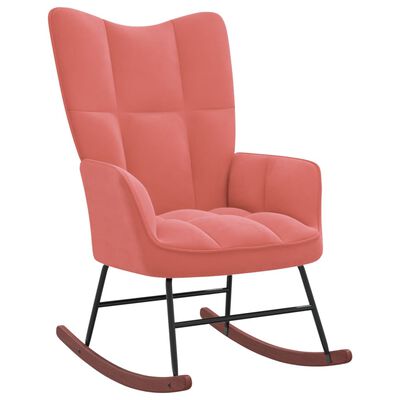 vidaXL Stolica za ljuljanje s osloncem za noge ružičasta baršunasta