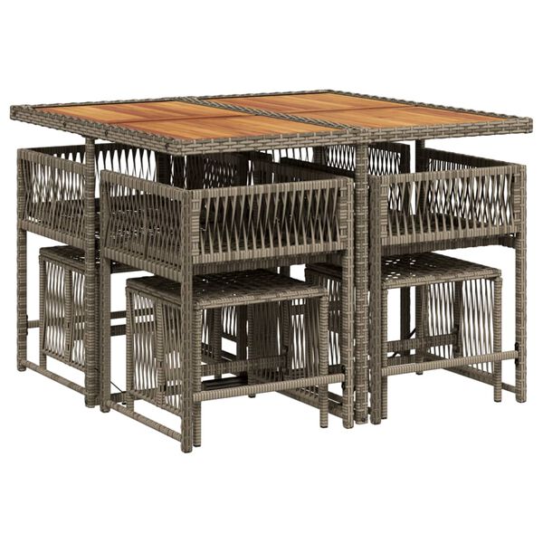 vidaXL 9-dijelni vrtni blagovaonski set sivi od poliratana