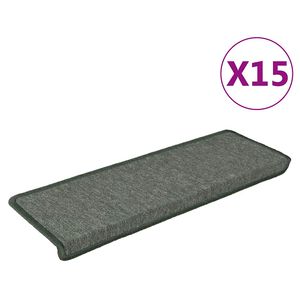 vidaXL Prostirke za stepenice 15 kom 65x21x4 cm tamnozelene pravokutne rubove