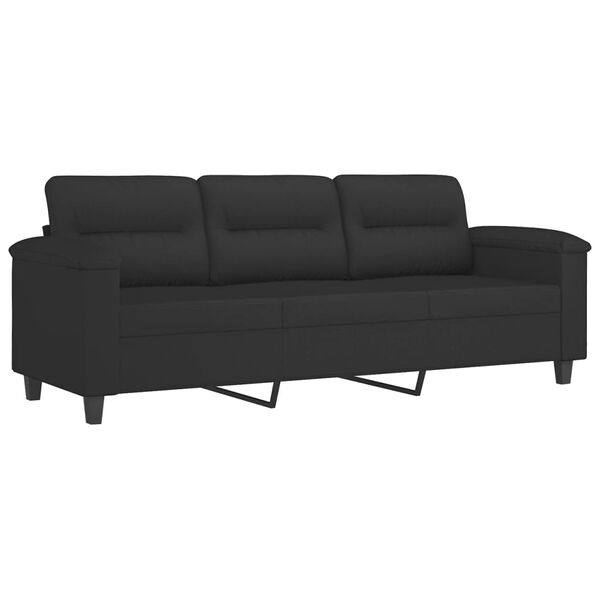 vidaXL 3-dijelni set sofa s jastucima crni od mikrovlakana