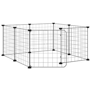 vidaXL Kavez za kućne ljubimce s 8 panela i vratima crni 70x70x35 cm čelik