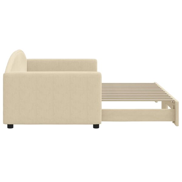 vidaXL Dnevni krevet na razvlačenje krem 90 x 200 cm od tkanine