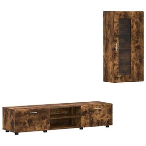 vidaXL Set TV komoda s policom FLORIN Dimljeni hrast Konstruirano drvo