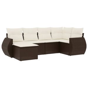 vidaXL 6-dijelni set vrtnih sofa od poliratana s jastucima smeđi