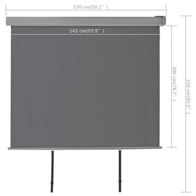 vidaXL Balkonska bočna tenda višenamjenska 150 x 200 cm siva