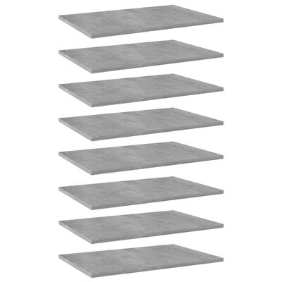 vidaXL Police za knjige 8 kom siva boja betona 60x40x1,5 cm od iverice