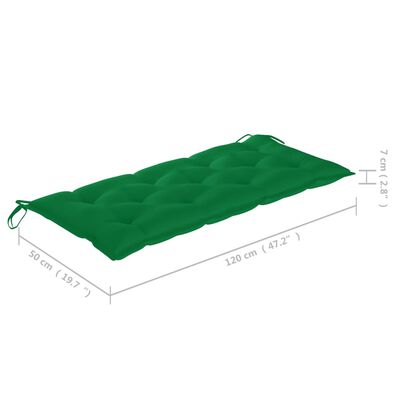 vidaXL Klupa Batavia sa zelenim jastukom 120 cm od masivne tikovine