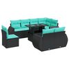 vidaXL 9-dijelni set vrtnih sofa s jastucima crni od poliratana bagrem