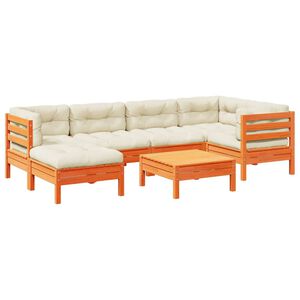 vidaXL 7-dijelni set vrtnih sofa s jastucima vo&scaron;tano smeđi od borovine