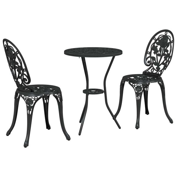 vidaXL Bistro set za vrt 3 pcs Crna Aluminij