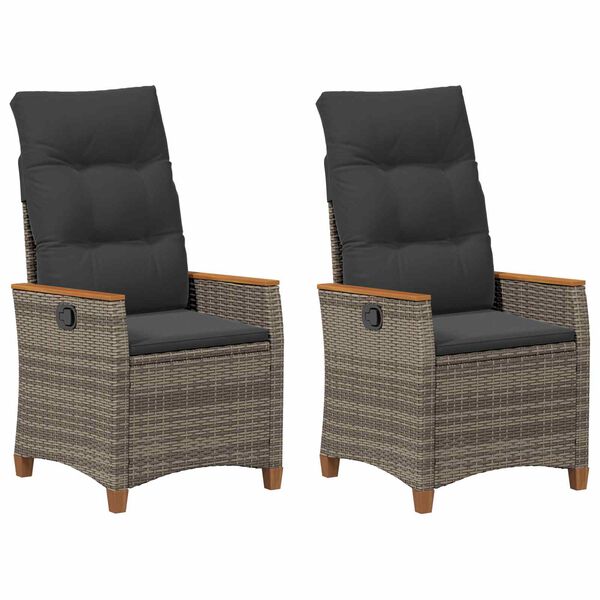 vidaXL Ležaljka u vrtu Siva i tamno siva 64 x 57,5 x 112 cm poliratan