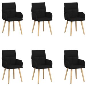 vidaXL Trpezarijske stolice 6 pcs Tkanina Crna 60 x 56 x 96 cm