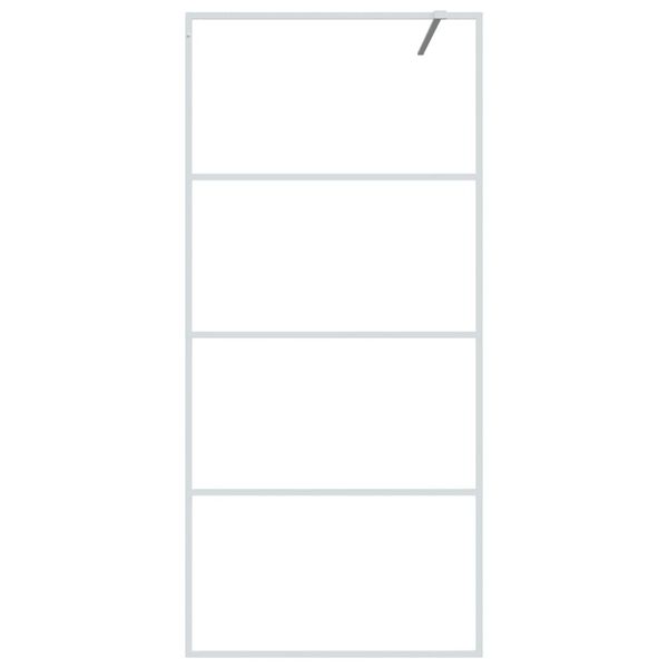 vidaXL Pregrada za tu&scaron; bijela 90 x 195 cm s prozirnim staklom ESG