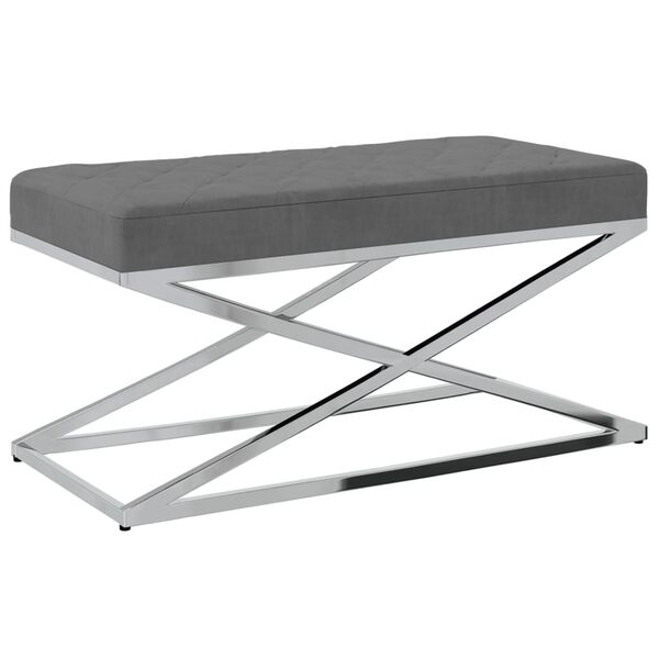 vidaXL Klupa od tamnosivog bar&scaron;una i nehrđajućeg čelika