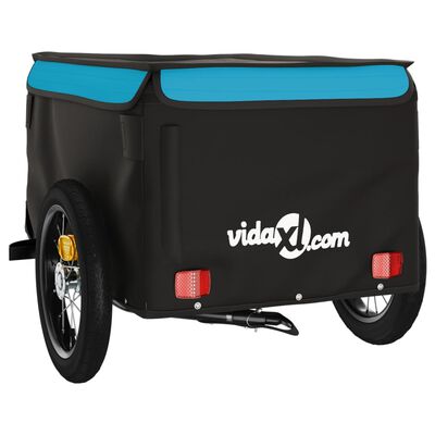 vidaXL Prikolica za bicikl crno-plava 30 kg željezna