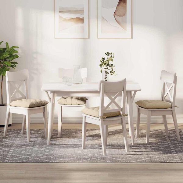 vidaXL Jastučići za sjedenje 4 pcs Krema 40 x 40 x 6 cm Mikrofibra