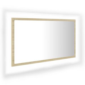 vidaXL LED kupaonsko ogledalo boja hrasta sonome 80x8,5x37 cm akrilno