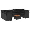 vidaXL 10-dijelni set vrtnih sofa s jastucima crni od poliratana