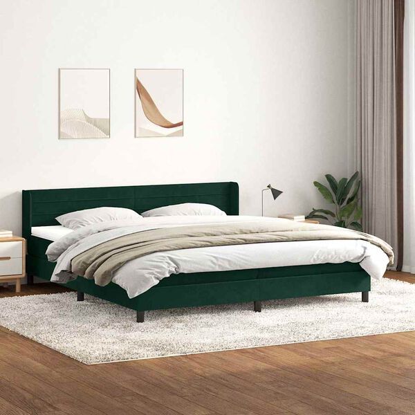 vidaXL Box Spring krevet s madracem tamno zeleni 180x220 cm bar&scaron;un