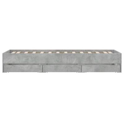 vidaXL Okvir kreveta s ladicama siva boja betona 75x190 cm drveni