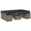 vidaXL 10-dijelni set vrtnih sofa od poliratana s jastucima sivi