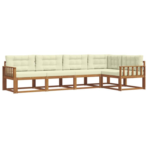 vidaXL Set vanjskih sofa s jastukom 5 pcs Prirodna i krem