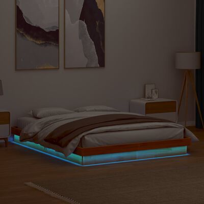 vidaXL LED okvir kreveta voštano smeđi 150x200 cm od masivne borovine
