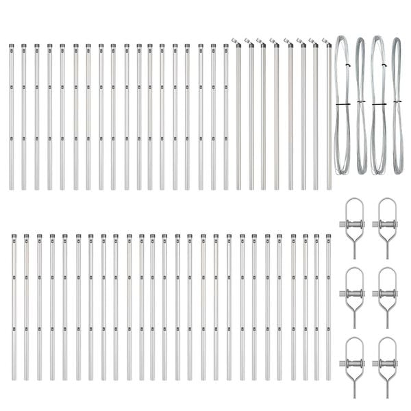 vidaXL Stup za ogradu Ostalo 52 pcs Siva 3,2 x 3,2 x 80 cm Čelik