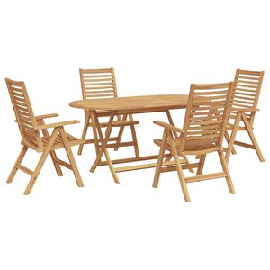 vidaXL Vrtni set za objed 5 pcs Smeđa Čvrsto teak drvo