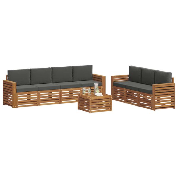 vidaXL Setovi sofa 8 pcs Prirodna i antracit Čvrsto drvo akacije