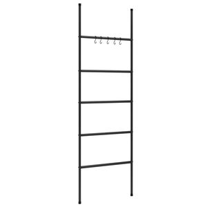 vidaXL Ljestve za vje&scaron;alicu za ručnike s 5 razina crne 58x175 cm željezne