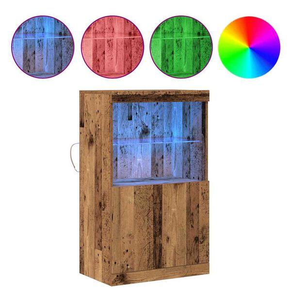 vidaXL LED komoda Smeđa 60 x 37 x 100 cm Konstruirano drvo