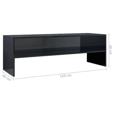vidaXL TV ormarić od iverice visoki sjaj crni 120 x 40 x 40 cm