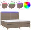 vidaXL Krevet box spring s madracem LED smeđesivi 200x200 cm tkanina