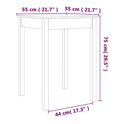 vidaXL Blagovaonski stol voštano smeđi 55x55x75 cm od masivne borovine