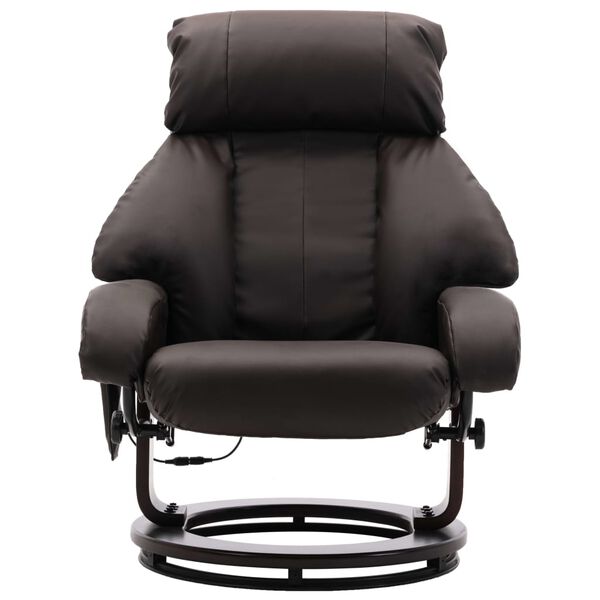 vidaXL TV masažni naslonjač od umjetne kože smeđi