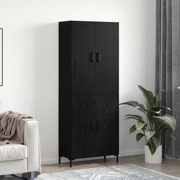 vidaXL Highboard Zidne Crni hrast 69,5 x 34 x 180 cm Konstruirano drvo